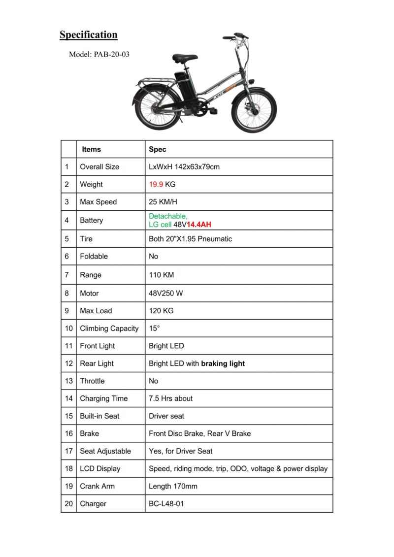 Ebike PAB 48V14.4AH LG cell 20x1.95tyre 170 crank arm range 110km Warranty in your area - Image 7