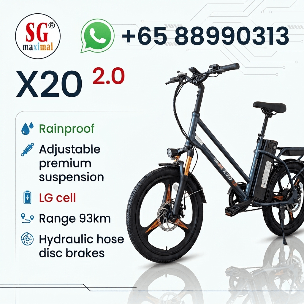 maximalSG X202.0 Electric Bicycle (PAB) | Rainproof | LG Battery | Adjustable Front Suspension Ebike